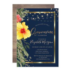 Palm Leaf Hibiscus,Lights,Wood,Frame Quinceanera