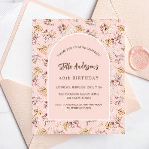 Pampas floral rose boho budget birthday  flyer