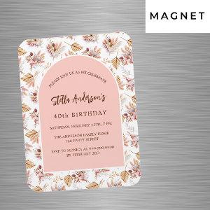 Pampas flower rose gold luxury birthday  magnet