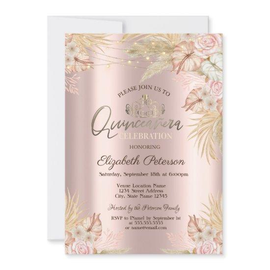 Pampas Grass Boho Flowers Quinceañera