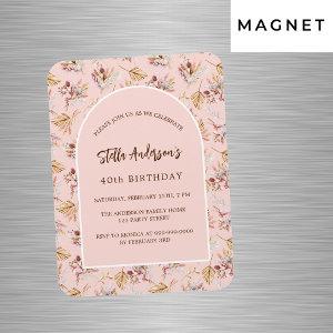 Pampas grass floral rose gold birthday  magnet