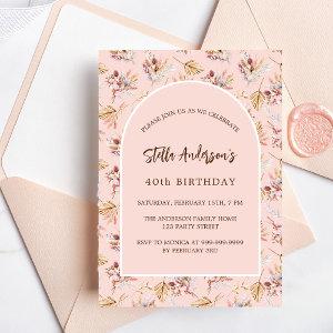 Pampas grass floral rose gold boho birthday
