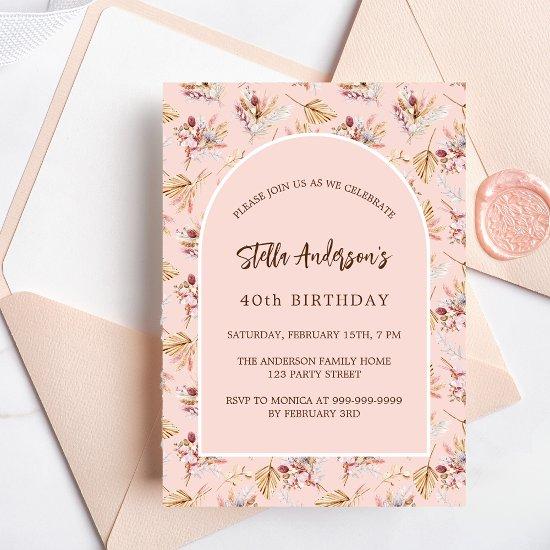 Pampas grass floral rose gold luxury birthday