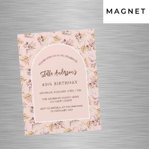 Pampas grass floral rose gold luxury birthday magnetic