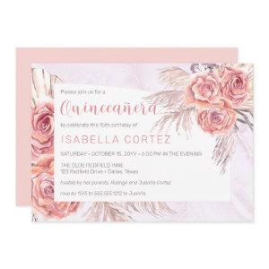 Pampas Grass |Pink Rose Blooms 15th Quinceañera In