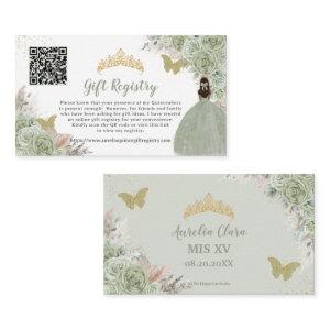Pampas Sage Green Floral Quinceañera Gift Registry Enclosure Card