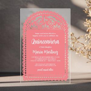 Papel Picado Inspired Pink Quinceanera Birthday Acrylic