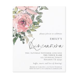 PAPER Blush Pink Florals Quinceañera Invite