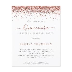 PAPER | Girly Rose Gold Glitter Quinceañera Invite