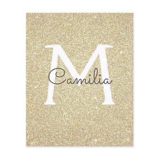 Paper Gold Glitter Monogram Quinceanera