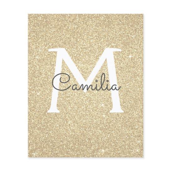 Paper Gold Glitter Monogram Quinceanera