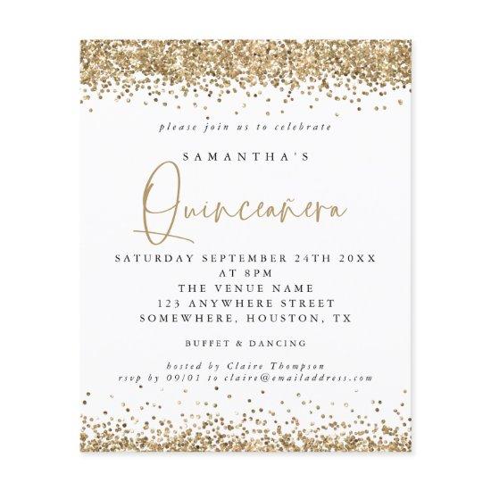 PAPER Gold Glitter Quinceañera 15th Birthday Party