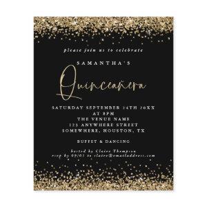 PAPER | Gold Glitter Quinceañera 15th Party Black