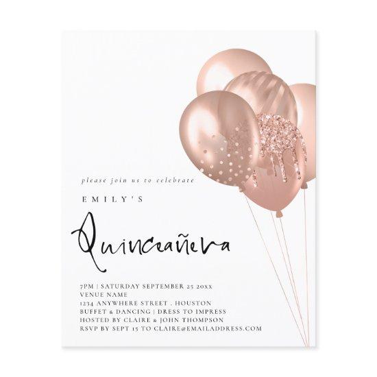 PAPER Rose Gold Balloon QR Code Quinceañera Party
