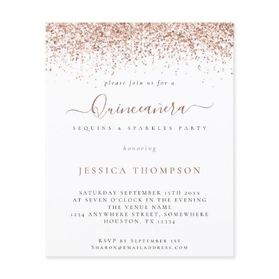 PAPER Rose Gold Glitter Quinceañera
