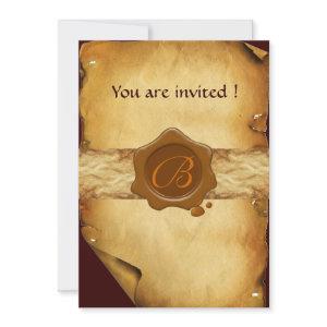 PARCHMENT AND BROWN WAX SEAL MONOGRAM
