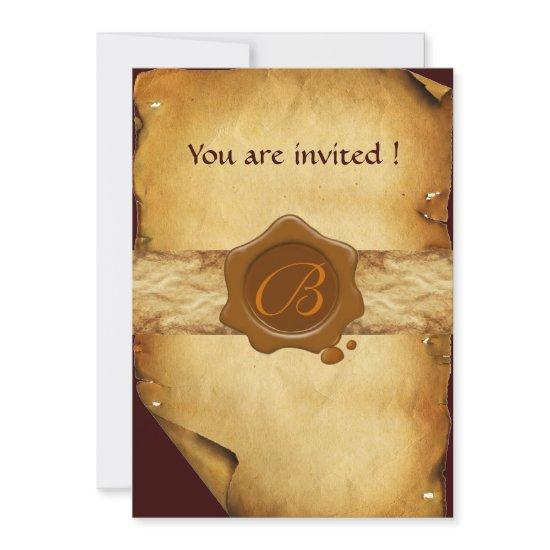 PARCHMENT AND BROWN WAX SEAL MONOGRAM