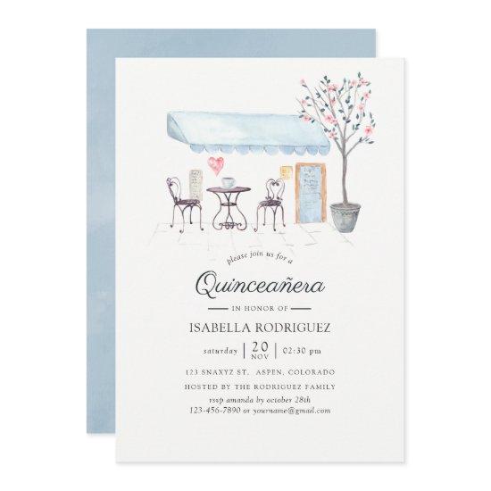 Paris Cafe Watercolor Quinceañera