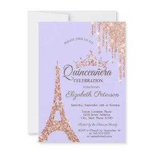Paris Eiffel Tower,Drip Lavander Quinceañera