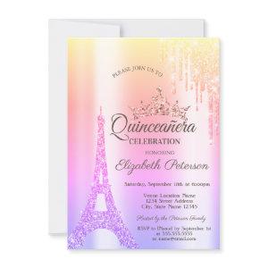 Paris Eiffel Tower,Drip Ombre Quinceañera