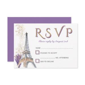 Paris Eiffel Tower French Lavender RSVP Card