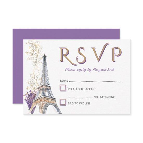Paris Eiffel Tower French Lavender RSVP Card