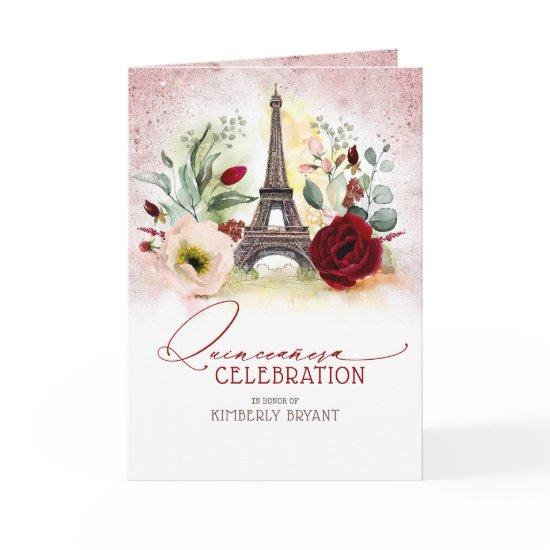 Paris Eiffel Tower Pink Gold Quinceañera Photo