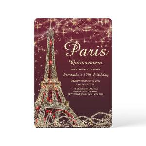 Paris Eiffel Tower Quinceanera Invite