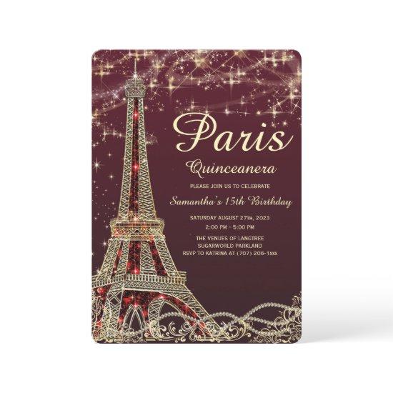 Paris Eiffel Tower Quinceanera Invite