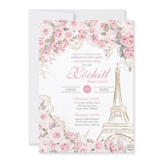 Paris Rose Garden Blossom Pink Blush Quinceanera
