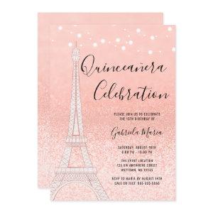 Paris Rose Gold Glitter Lights Quinceañera