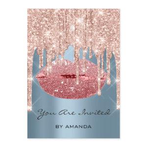 Party Birthday 16th Kiss Lips Rose Blue Glitter