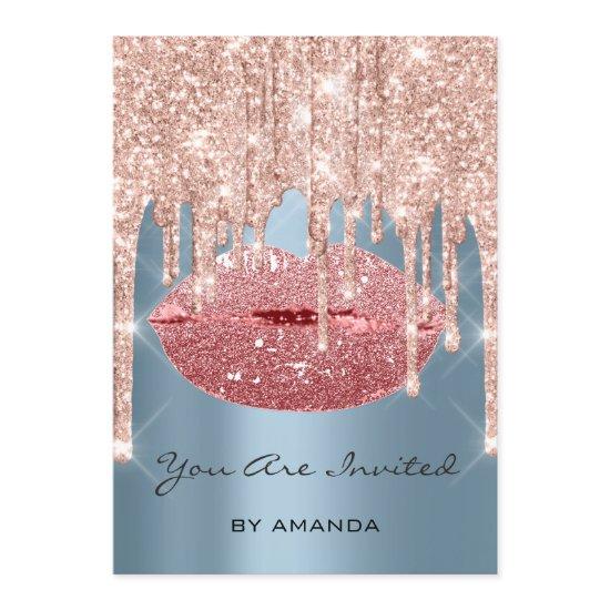 Party Birthday 16th Kiss Lips Rose Blue Glitter