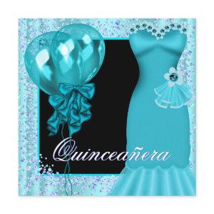 Party Dress Balloons Purple Teal Blue Quinceanera