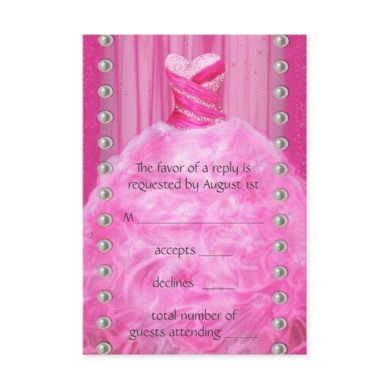 Party Dress Pearls Hot Pink Quinceanera RSVP