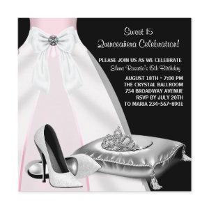 Party Dress Tiara Pink Black Quinceanera