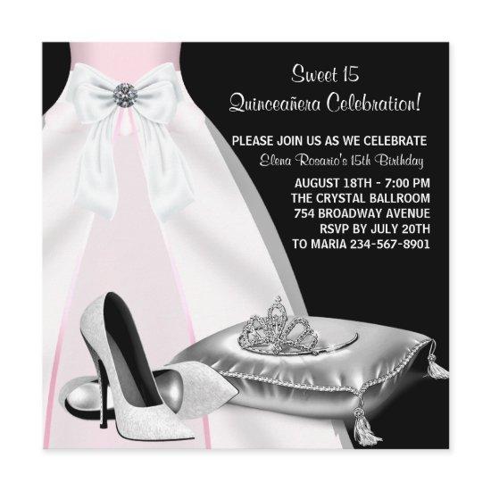 Party Dress Tiara Pink Black Quinceanera