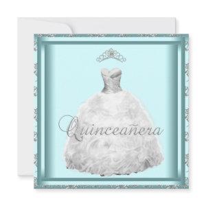 Party Dress Tiara Teal Blue White Quinceanera