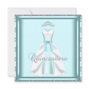 Party Dress Tiara Teal Damask Quinceanera