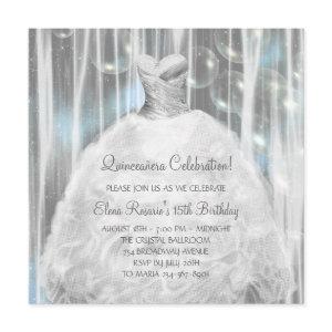 Party Dress White and Blue Quinceanera