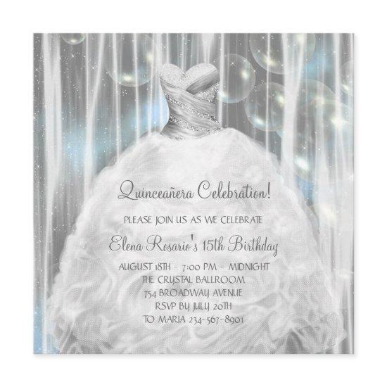 Party Dress White and Blue Quinceanera