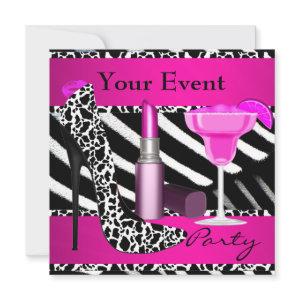 Party Event Zebra Shoes Hot Pink Lipstick