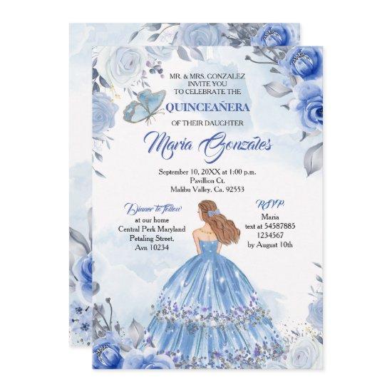 Pastel Blue Butterfly Quinceanera Mexican Birthday