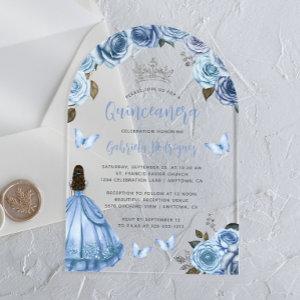 Pastel Blue Floral Roses Watercolor Quinceañera Acrylic