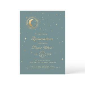 Pastel Celestial Gold Moon Stars Quinceanera