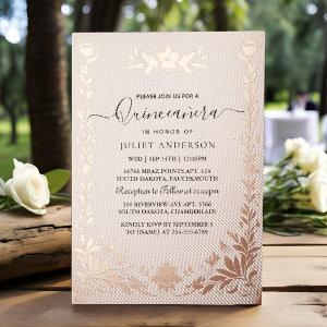 Pastel Font Dusty Glam Rose Gold Quinceanera Foil