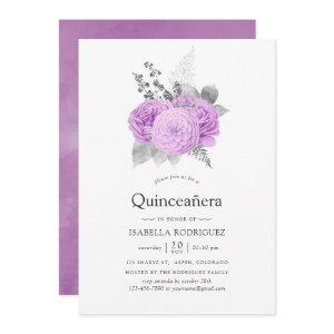 Pastel Purple and Silver Vintage Rose Quinceañera
