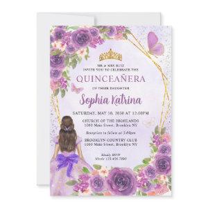 Pastel Purple Gold Floral Princess Quinceañera