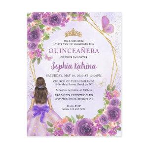 Pastel Purple Gold Floral Princess Quinceañera  Postcard