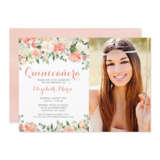 Pastel Watercolor Flowers Quinceañera Photo